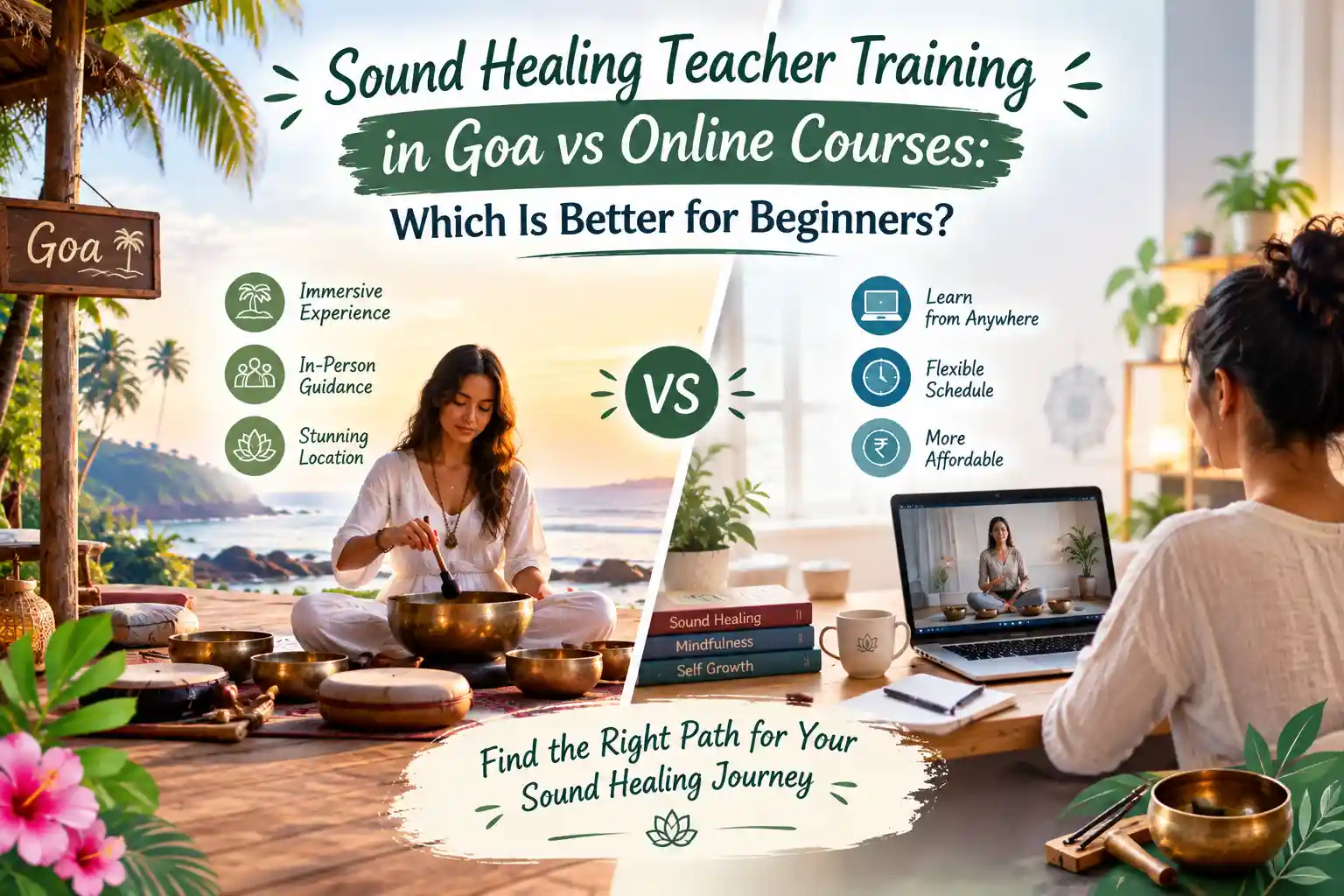 Goa sound healing training vs online course for beginners