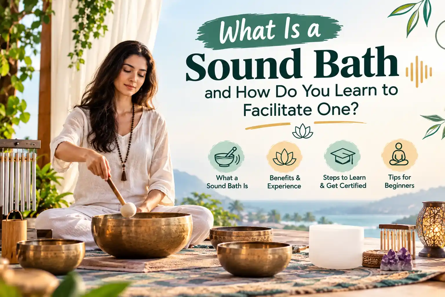 Sound bath with singing bowls and meditation facilitator
