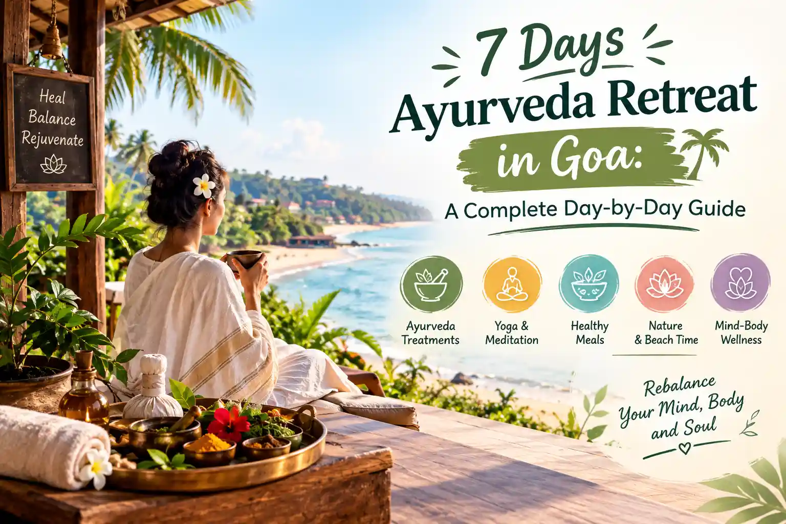 Woman relaxing at a 7-day Ayurveda retreat in Goa
